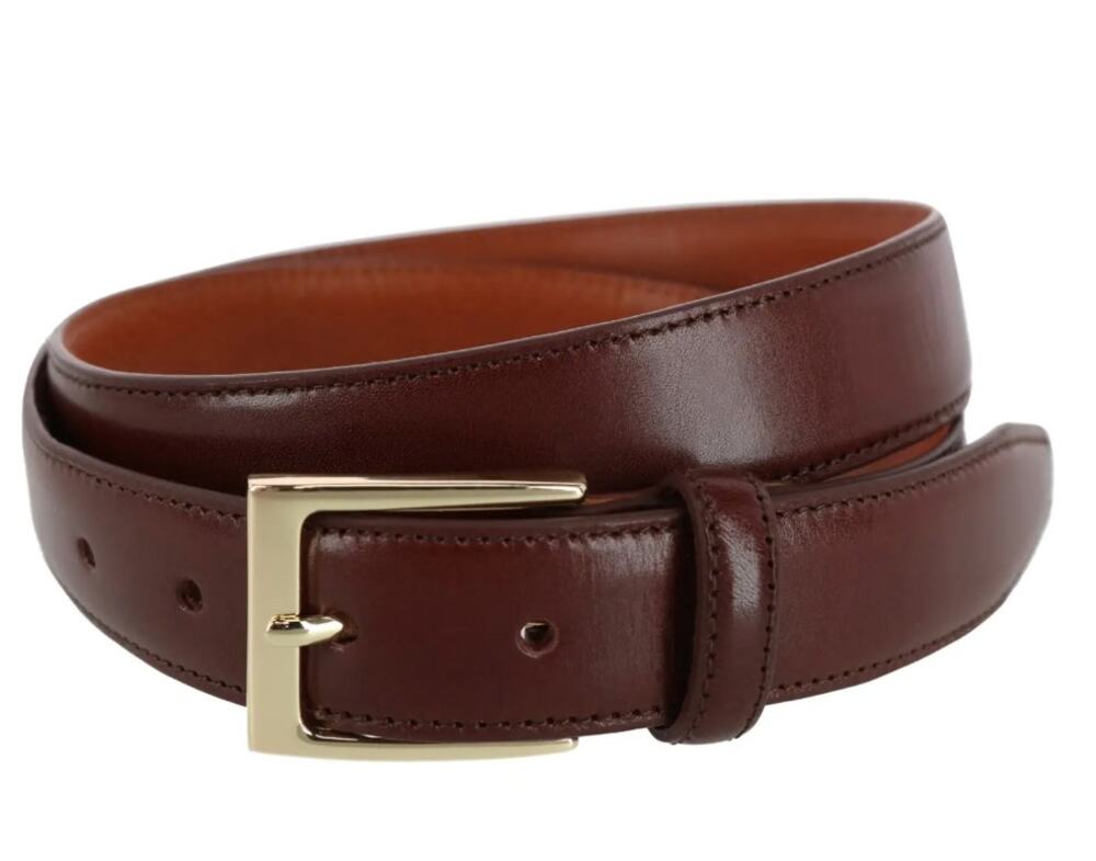 TRAFALGAR Classic 30mm Cortina Leather Belt in Mahogany Size 34